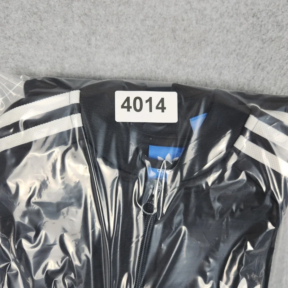 Adidas Track Jacket Youth L Black Superstar Trefoil 3-Stripe Athletic Full Zip